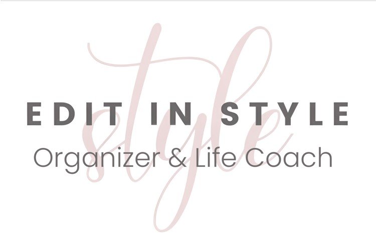 Edit in Style logo featuring the text "Edit in Style" prominently, with the subtitle "Organizer & Life Coach," reflecting the brand's focus on home organization and personal transformation.